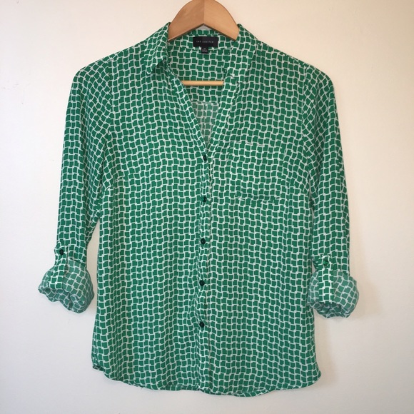 The Limited green and white blouse - Picture 2 of 3